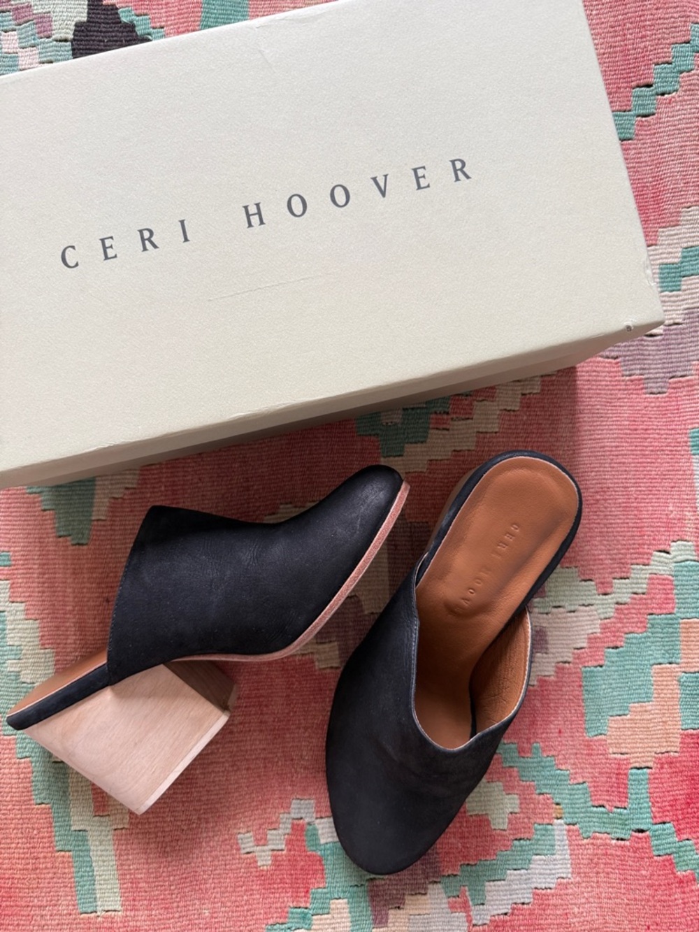 Ceri Hoover Miller Mule Clog Leather Suede